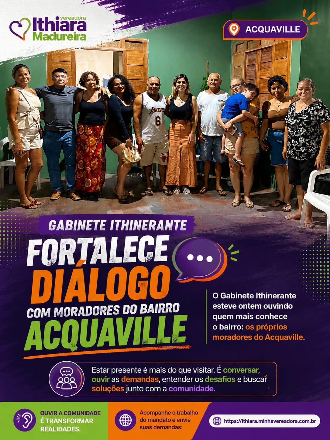 Gabinete Ithinerante fortalece diálogo com moradores do bairro Acquaville